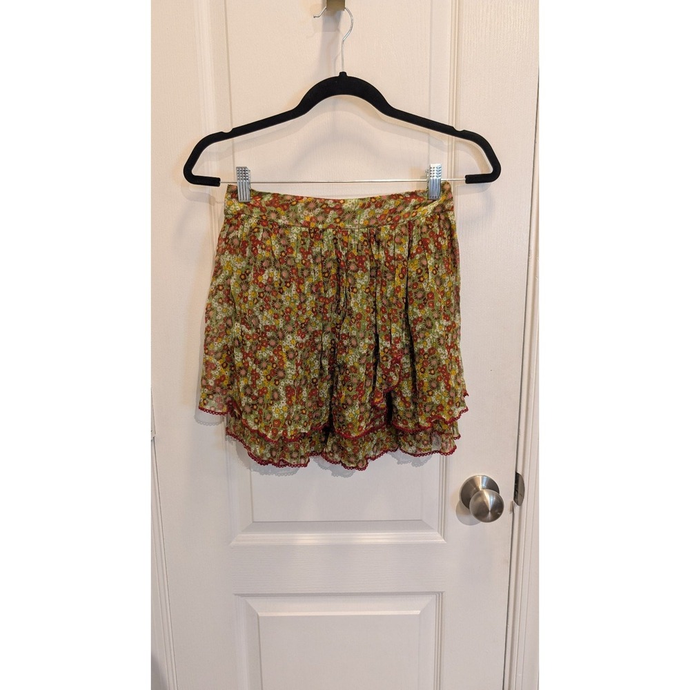 Poupette St Barth Floral Mini Skirt 100% Silk size Small‎ New